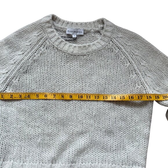 NWT White + Warren Loft Cashmere Shrunken Sweater Light Grey - Picture 11 of 11